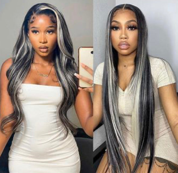 5x5 Highlight Grey Lace Front Wig